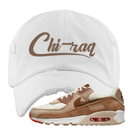 Pale Ivory Picante Red 90s Distressed Dad Hat | Chiraq, White