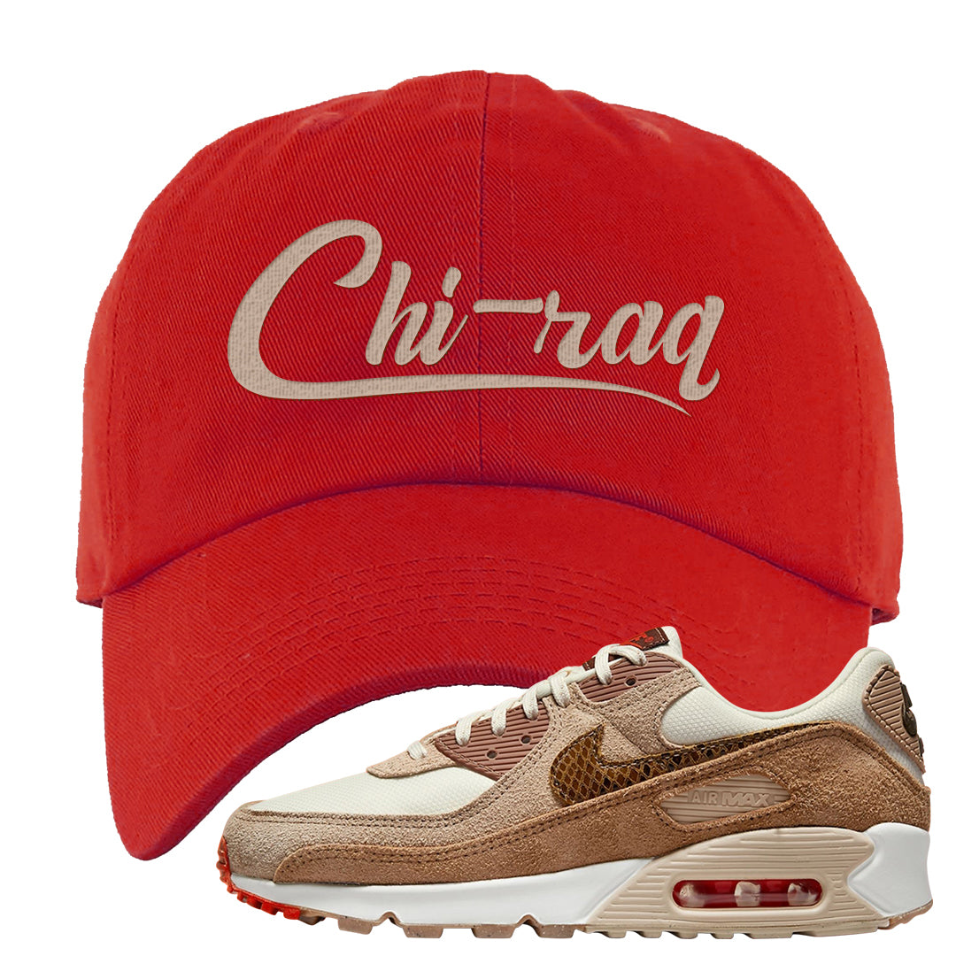 Pale Ivory Picante Red 90s Dad Hat | Chiraq, Red