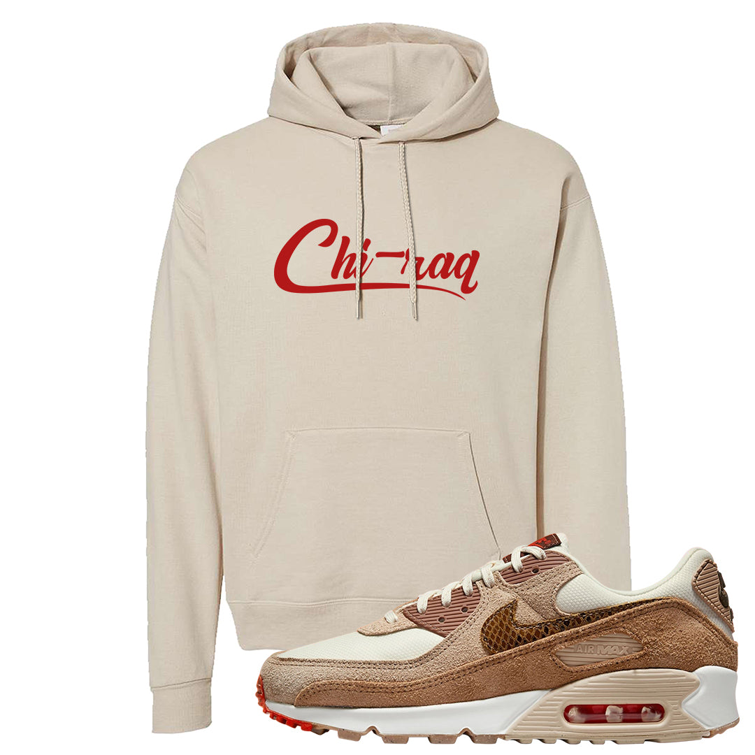 Pale Ivory Picante Red 90s Hoodie | Chiraq, Sand