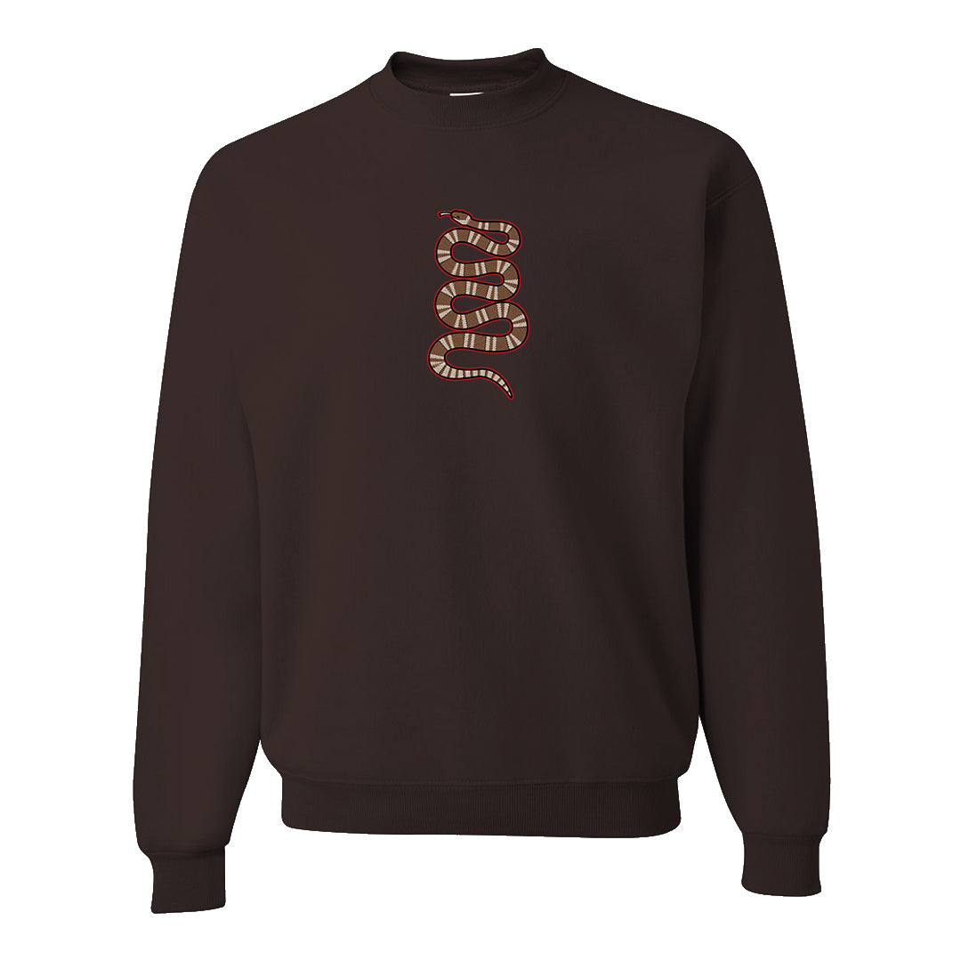 Pale Ivory Picante Red 90s Crewneck Sweatshirt | Coiled Snake, Dark Chocolate