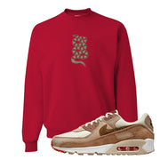 Pale Ivory Picante Red 90s Crewneck Sweatshirt | Coiled Snake, Red