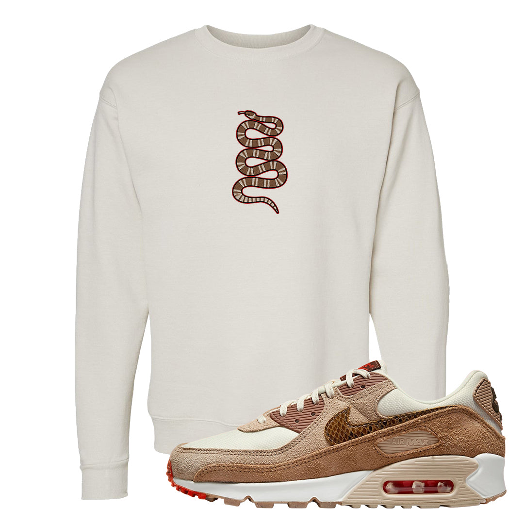 Pale Ivory Picante Red 90s Crewneck Sweatshirt | Coiled Snake, Sand