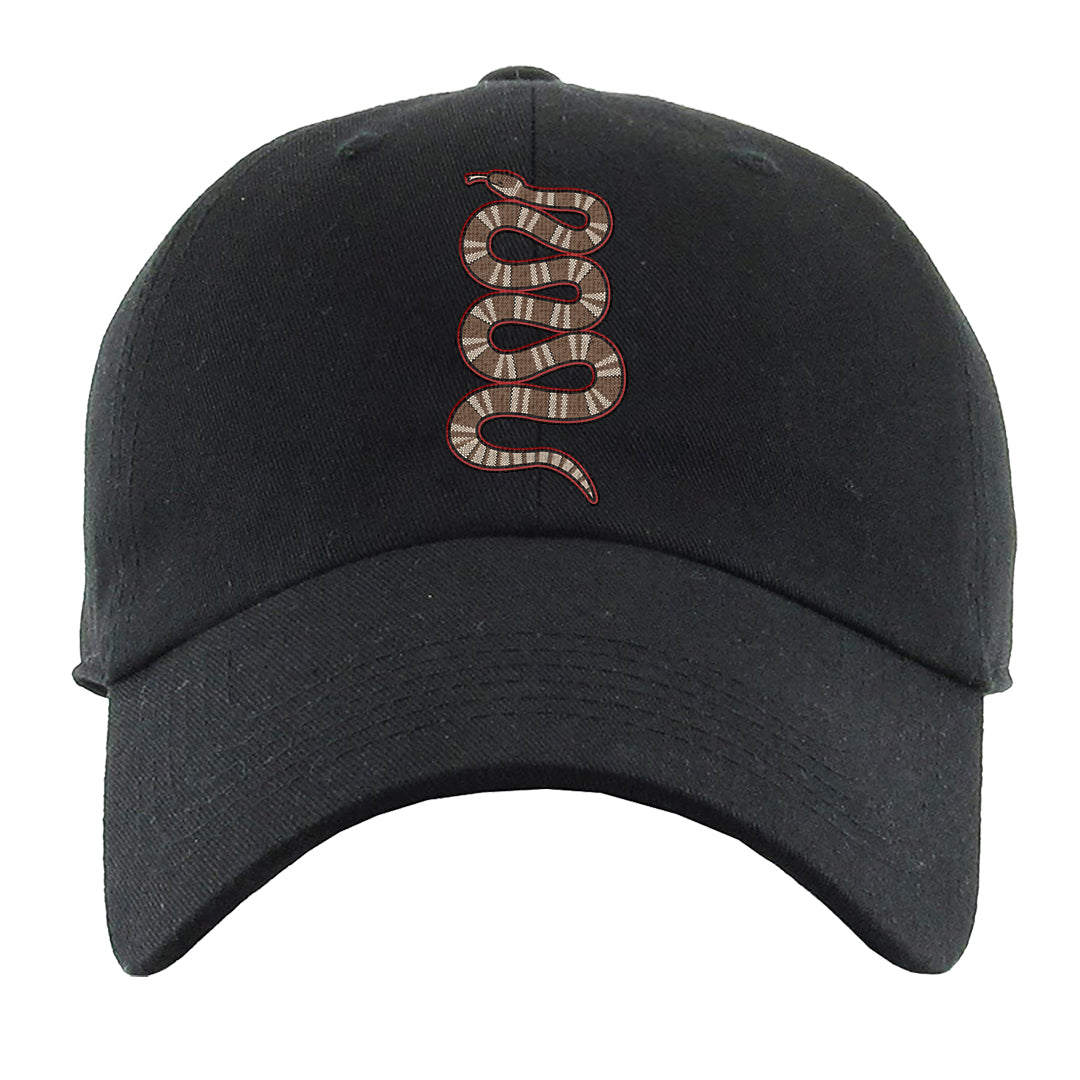 Pale Ivory Picante Red 90s Dad Hat | Coiled Snake, Black