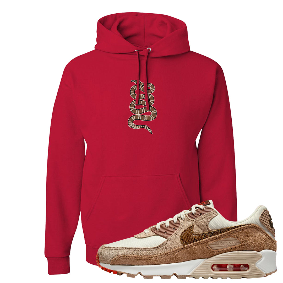 Pale Ivory Picante Red 90s Hoodie | Coiled Snake, Red