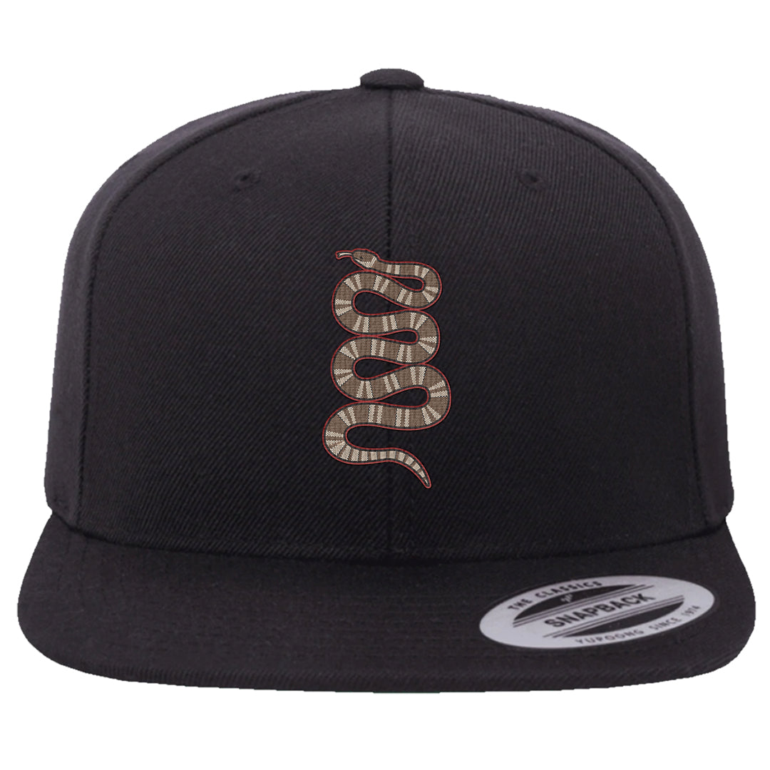 Pale Ivory Picante Red 90s Snapback Hat | Coiled Snake, Black
