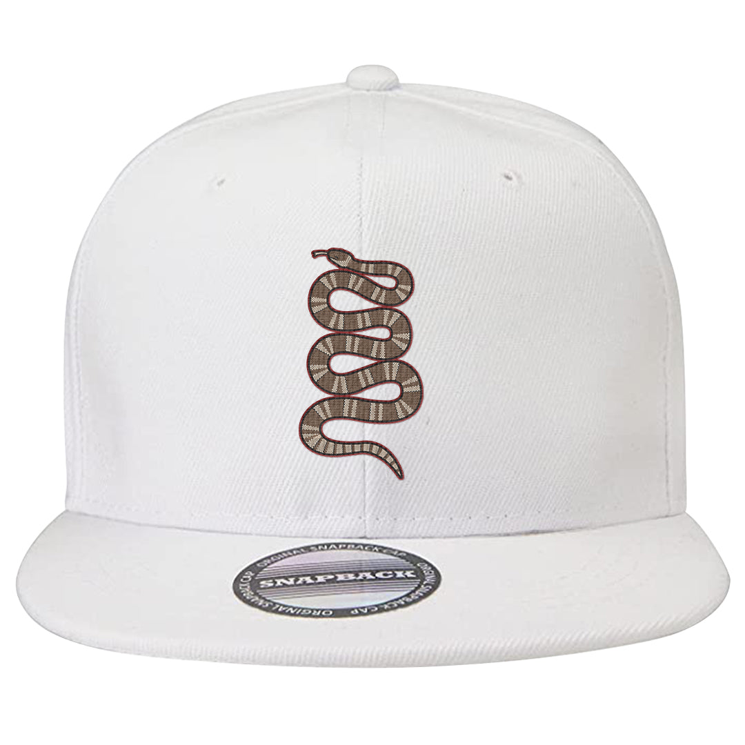 Pale Ivory Picante Red 90s Snapback Hat | Coiled Snake, White