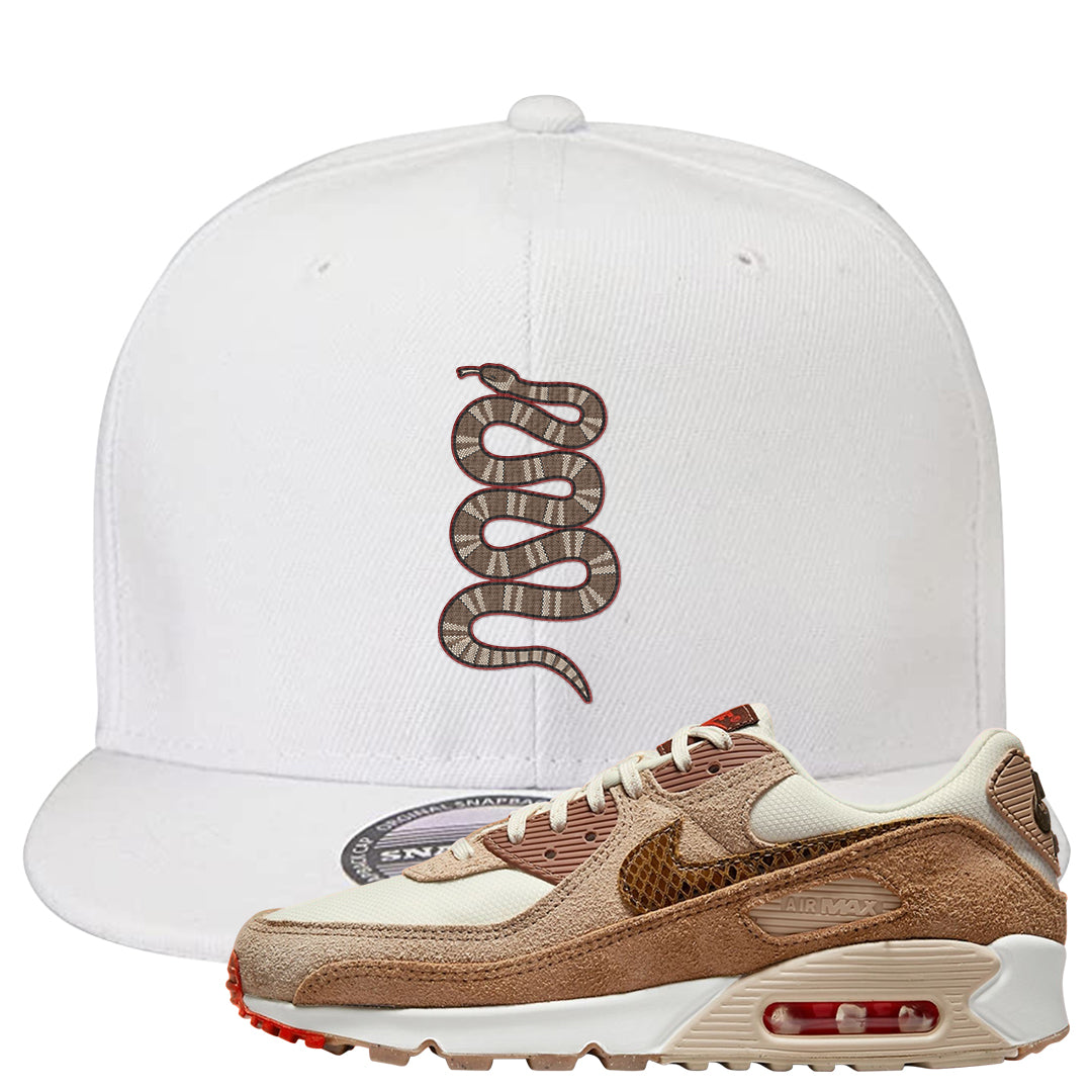 Pale Ivory Picante Red 90s Snapback Hat | Coiled Snake, White