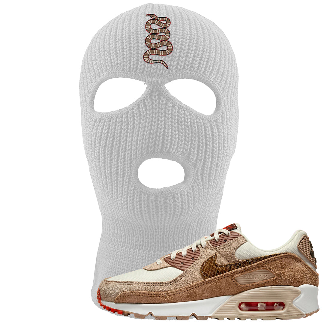 Pale Ivory Picante Red 90s Ski Mask | Coiled Snake, White