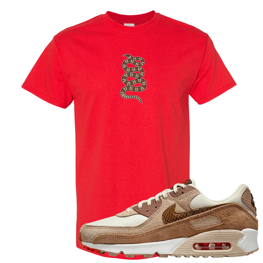 Pale Ivory Picante Red 90s T Shirt | Coiled Snake, Red