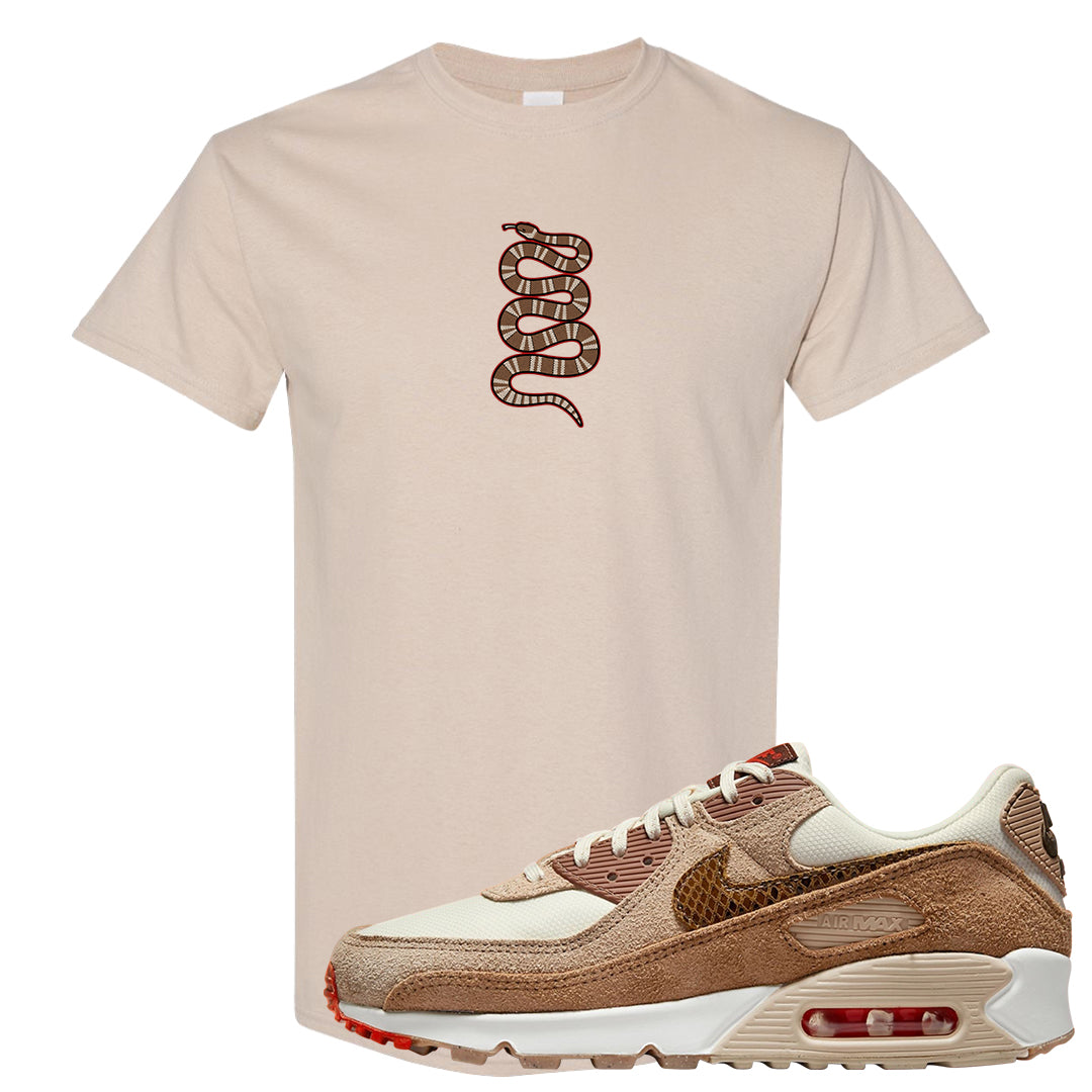 Pale Ivory Picante Red 90s T Shirt | Coiled Snake, Sand