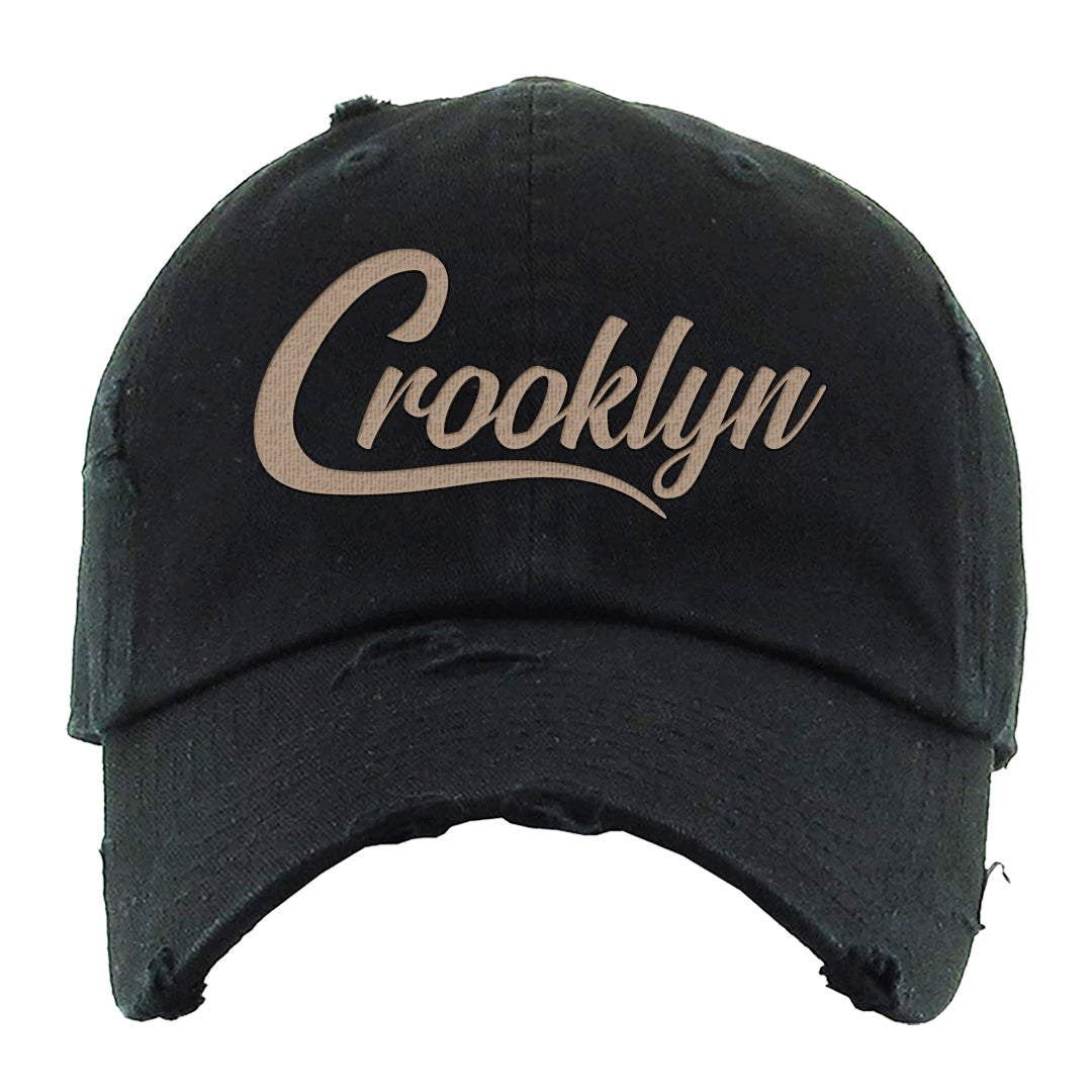 Pale Ivory Picante Red 90s Distressed Dad Hat | Crooklyn, Black