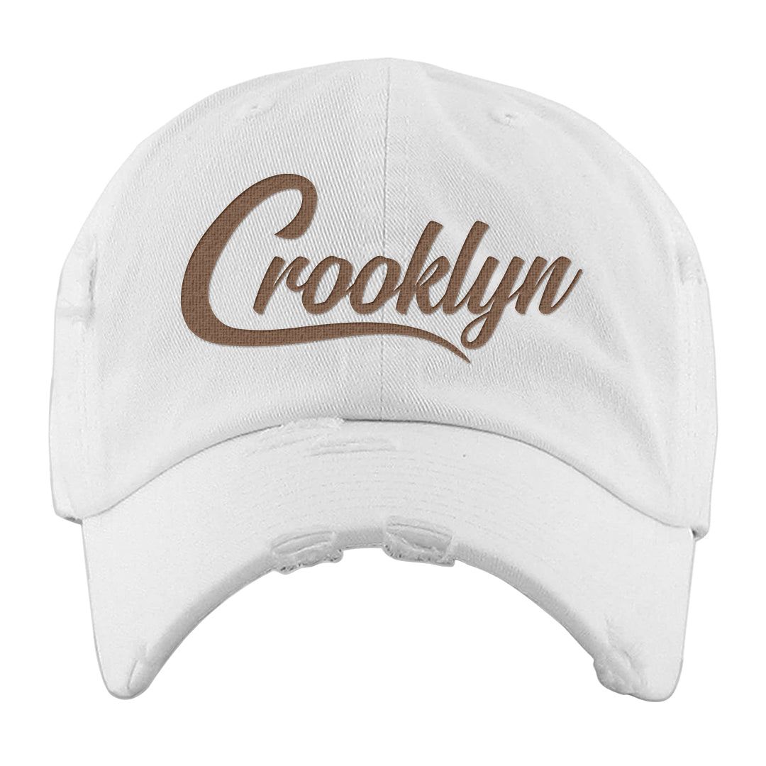 Pale Ivory Picante Red 90s Distressed Dad Hat | Crooklyn, White