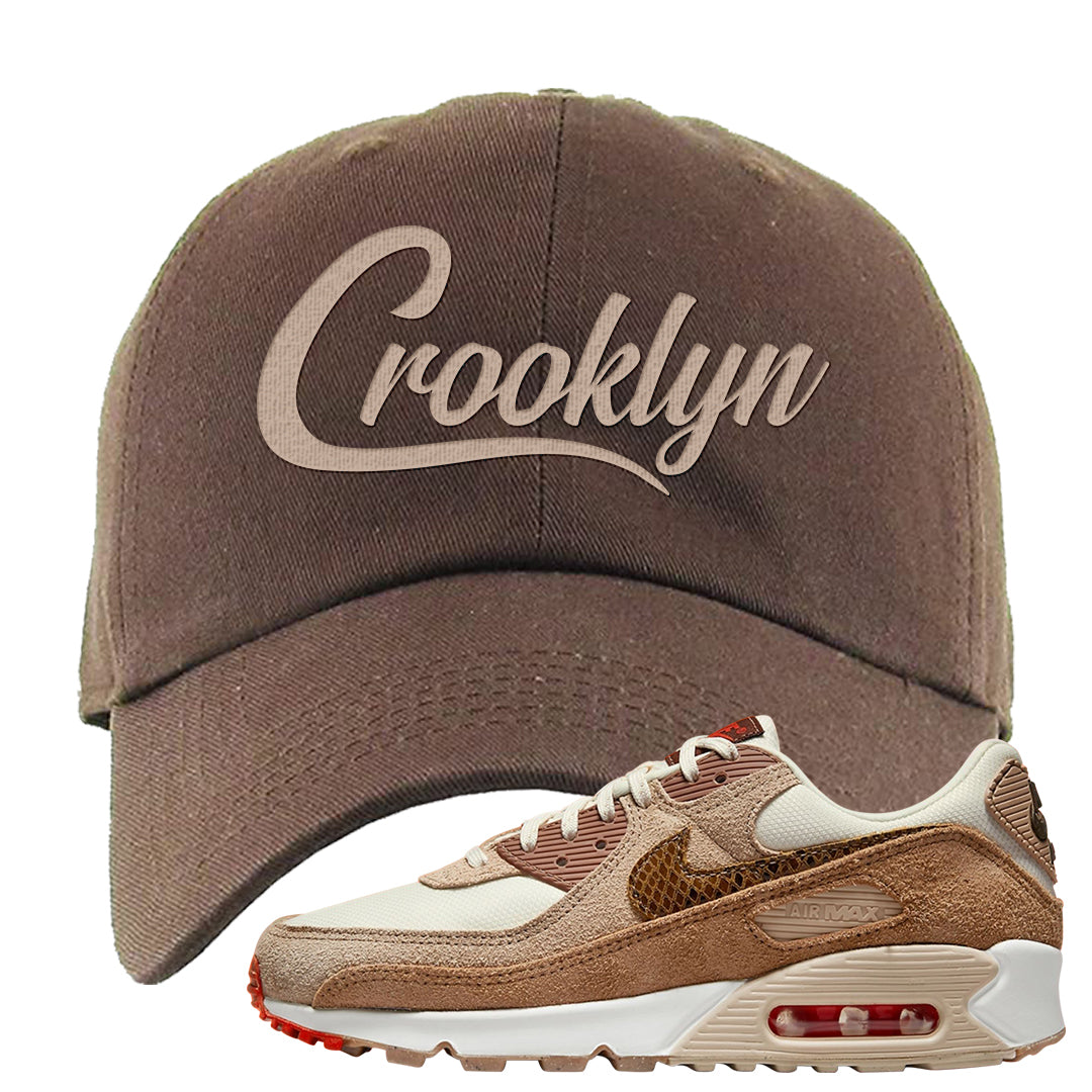 Pale Ivory Picante Red 90s Dad Hat | Crooklyn, Brown