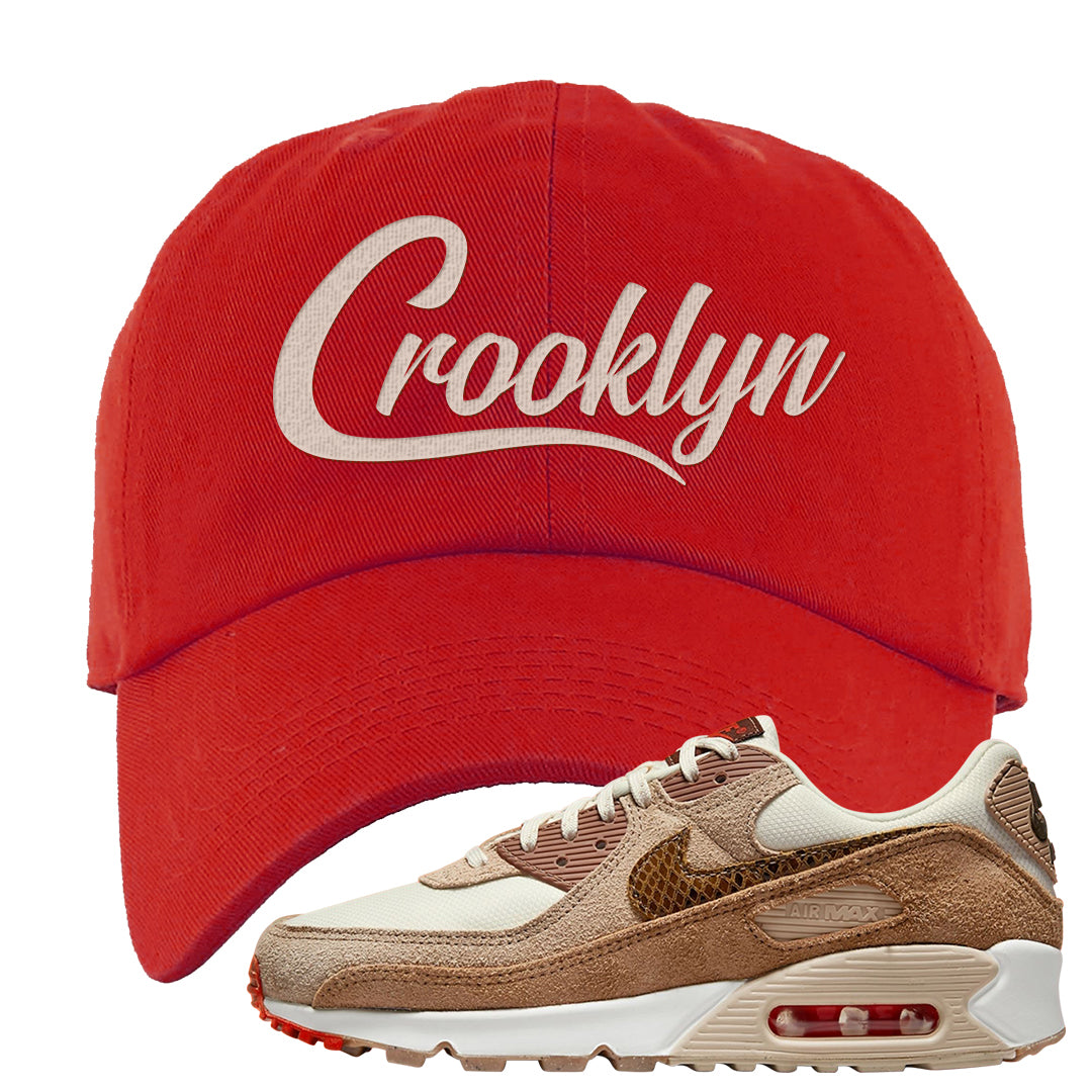 Pale Ivory Picante Red 90s Dad Hat | Crooklyn, Red