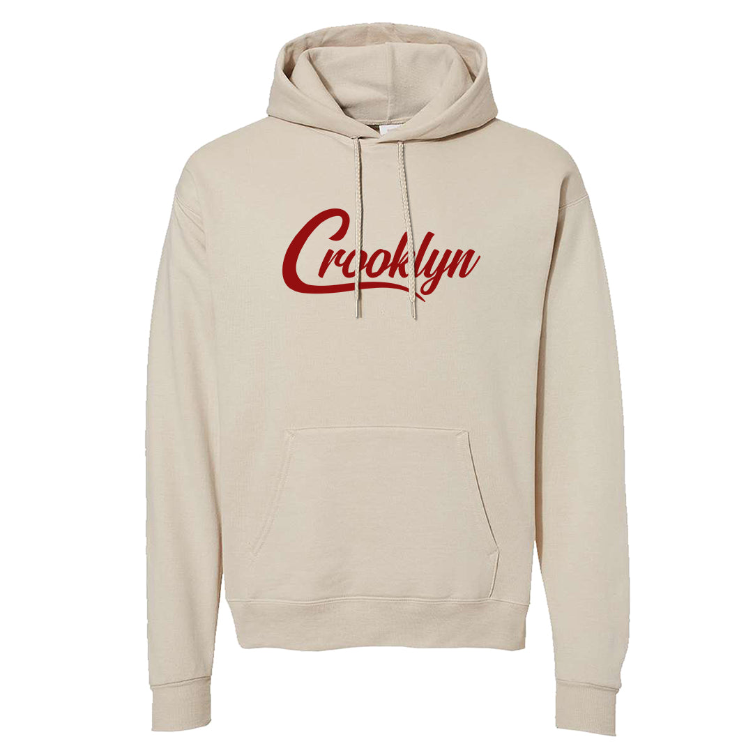 Pale Ivory Picante Red 90s Hoodie | Crooklyn, Sand