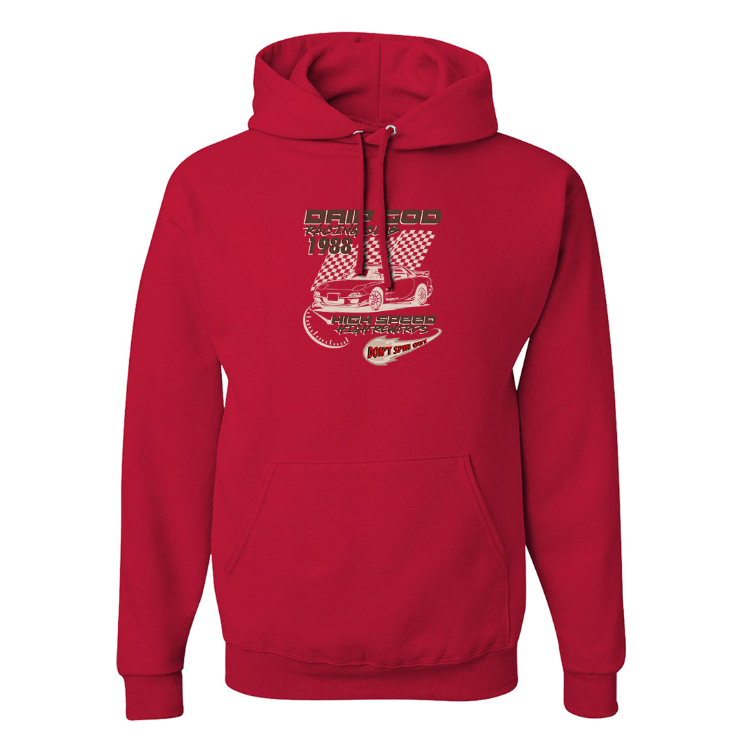 Pale Ivory Picante Red 90s Hoodie | Drip God Racing Club, Red