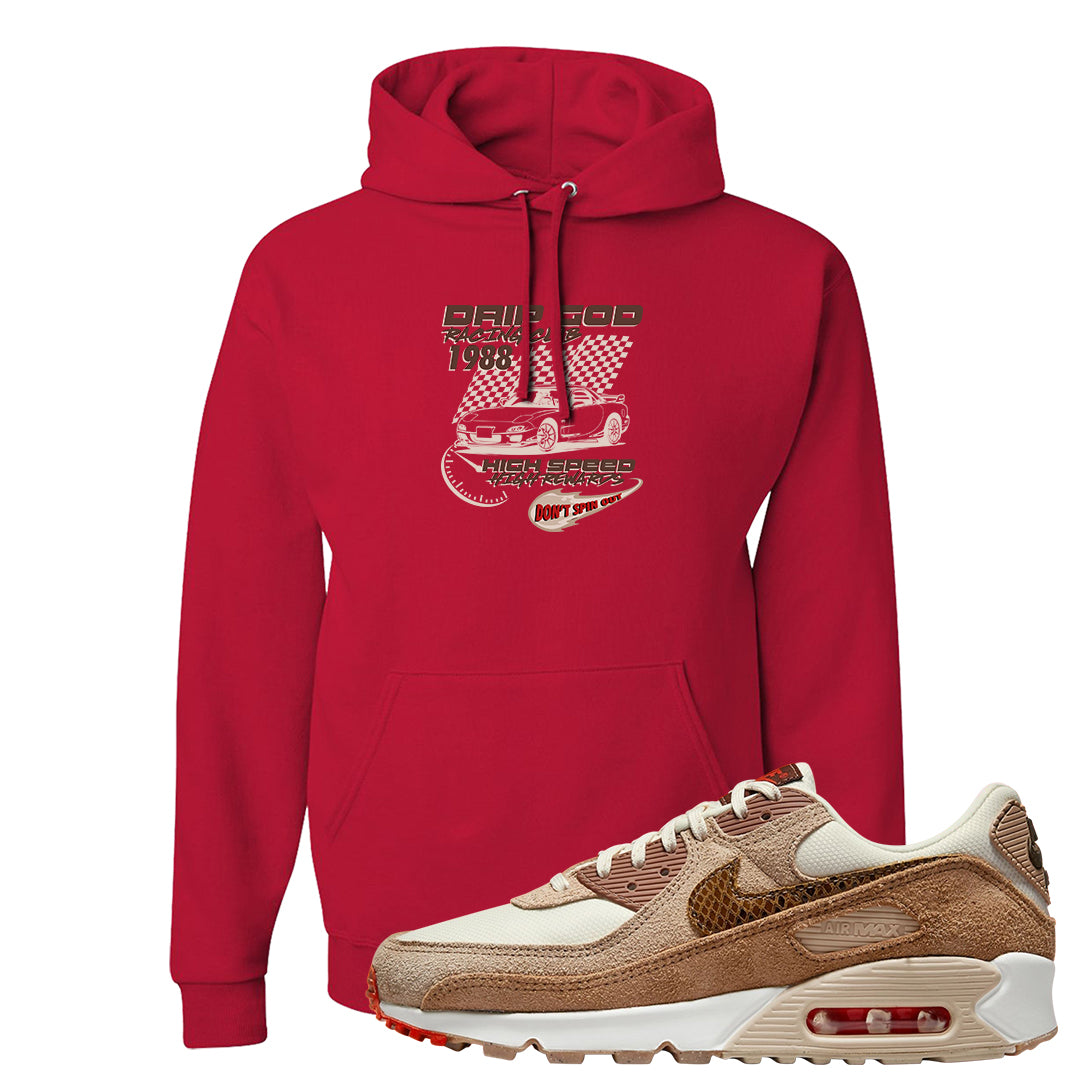 Pale Ivory Picante Red 90s Hoodie | Drip God Racing Club, Red