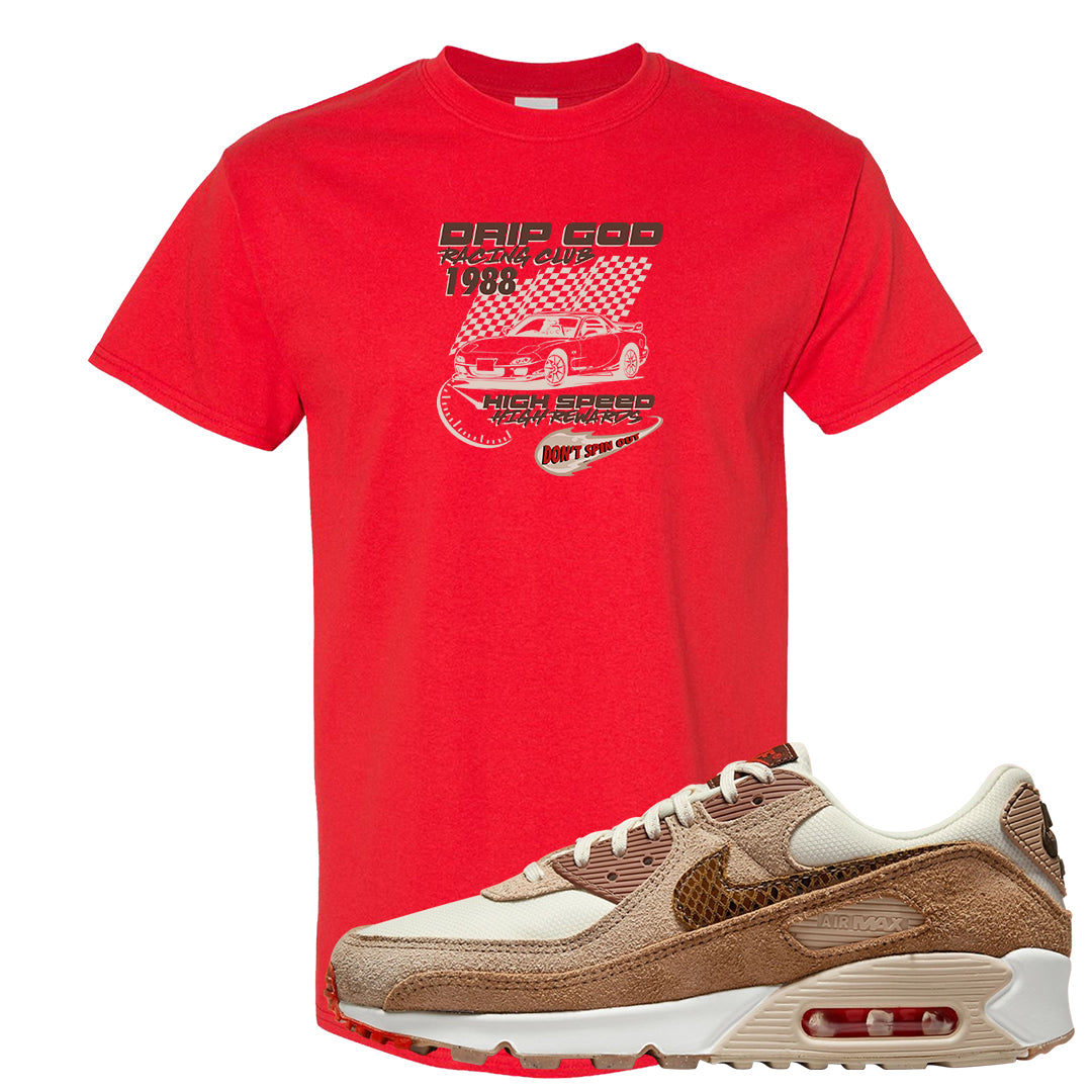 Pale Ivory Picante Red 90s T Shirt | Drip God Racing Club, Red