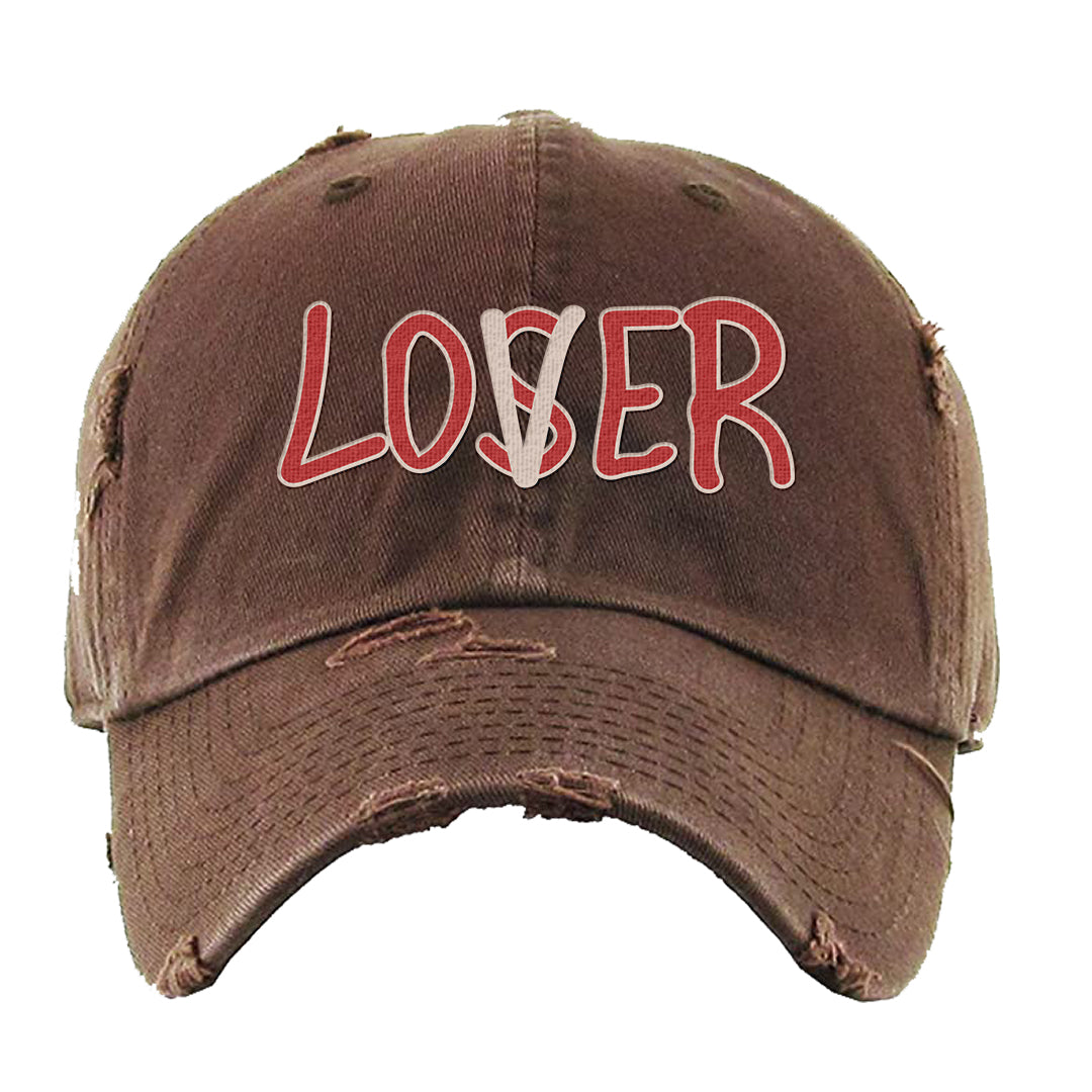 Pale Ivory Picante Red 90s Distressed Dad Hat | Lover, Brown