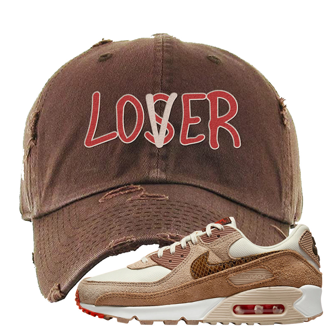 Pale Ivory Picante Red 90s Distressed Dad Hat | Lover, Brown
