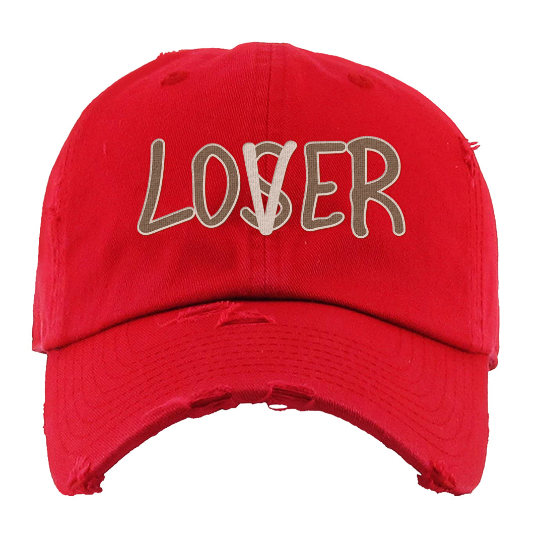 Pale Ivory Picante Red 90s Distressed Dad Hat | Lover, Red