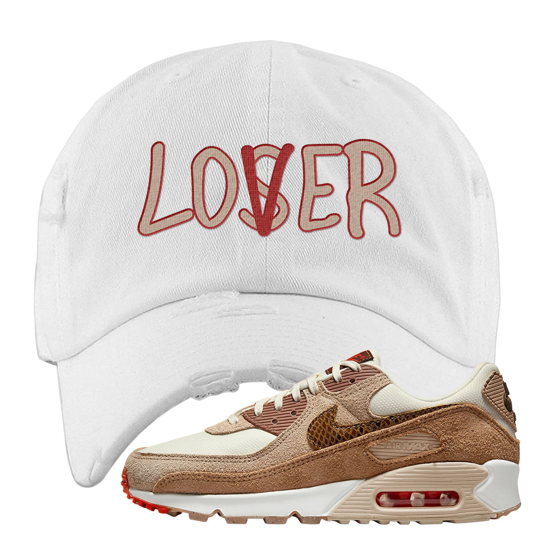 Pale Ivory Picante Red 90s Distressed Dad Hat | Lover, White
