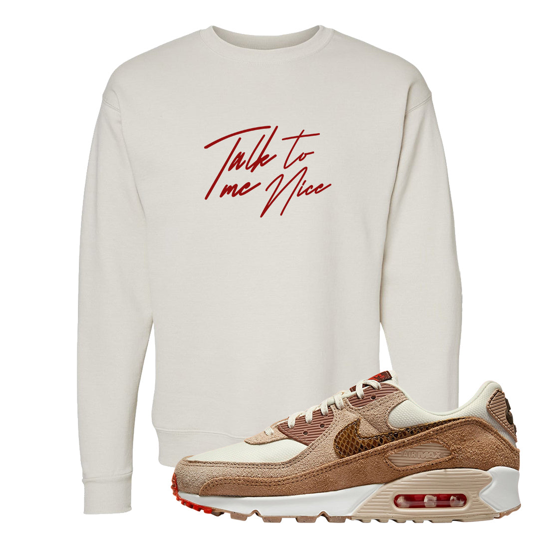 Pale Ivory Picante Red 90s Crewneck Sweatshirt | Talk To Me Nice, Sand