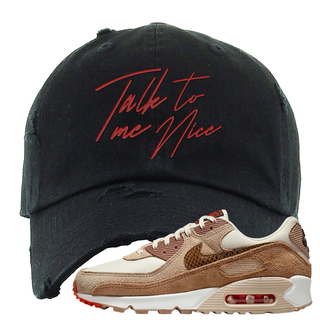 Pale Ivory Picante Red 90s Distressed Dad Hat | Talk To Me Nice, Black