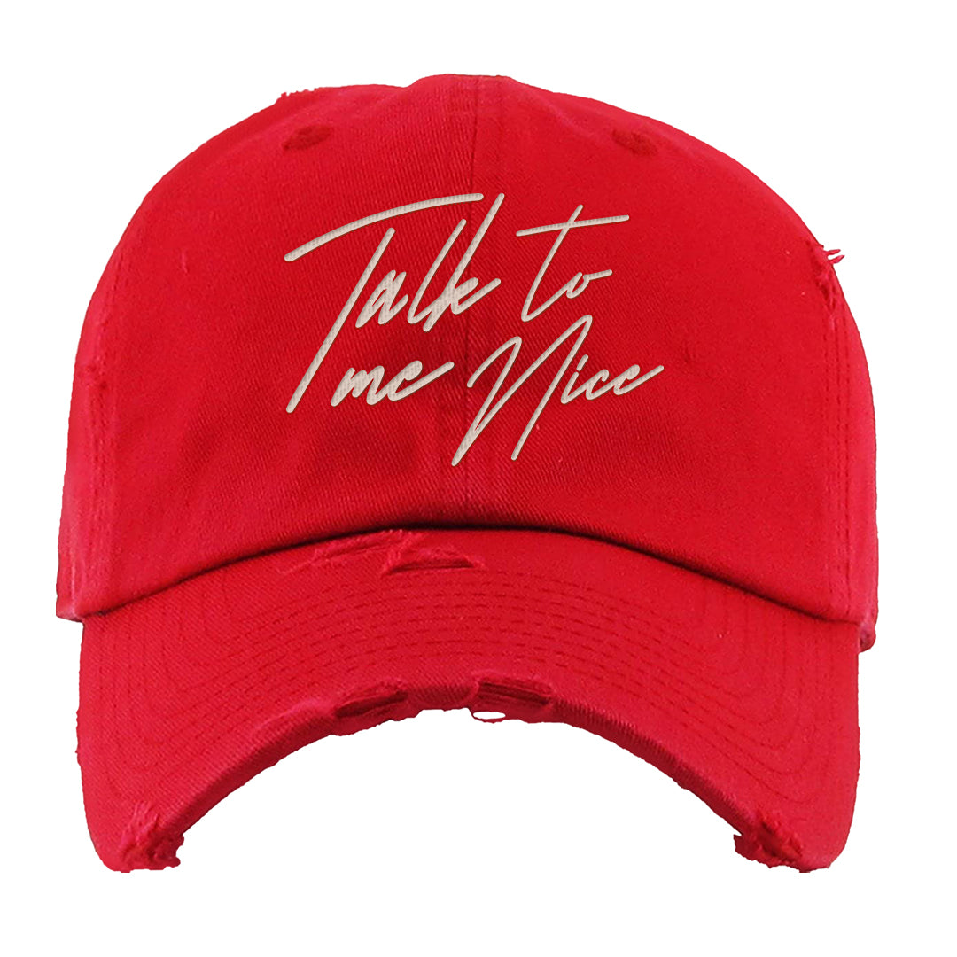 Pale Ivory Picante Red 90s Distressed Dad Hat | Talk To Me Nice, Red
