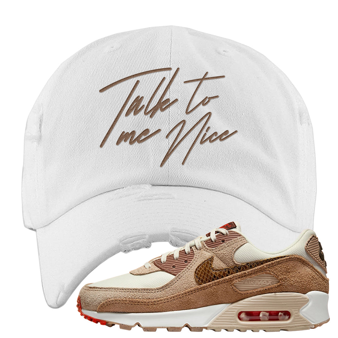 Pale Ivory Picante Red 90s Distressed Dad Hat | Talk To Me Nice, White