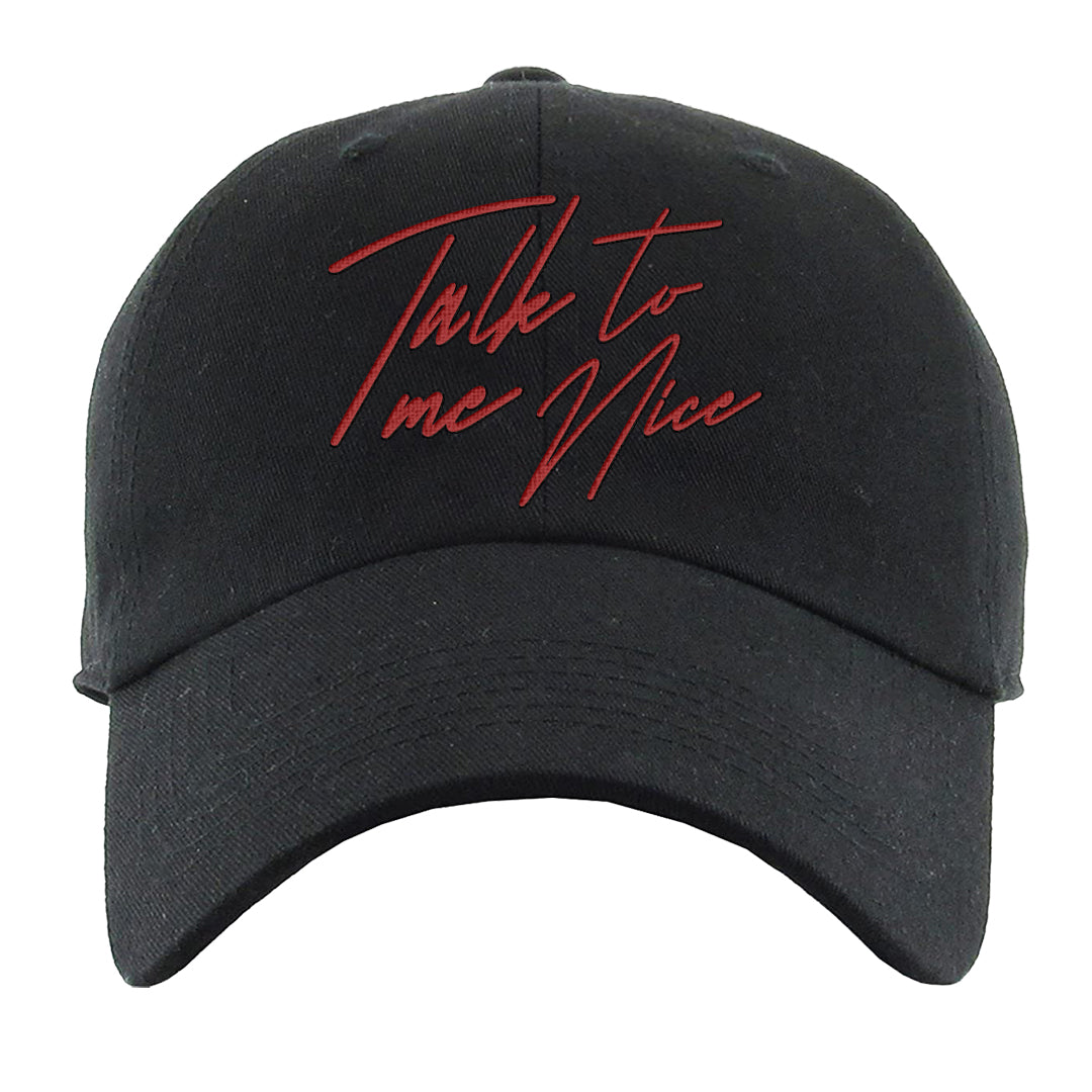 Pale Ivory Picante Red 90s Dad Hat | Talk To Me Nice, Black