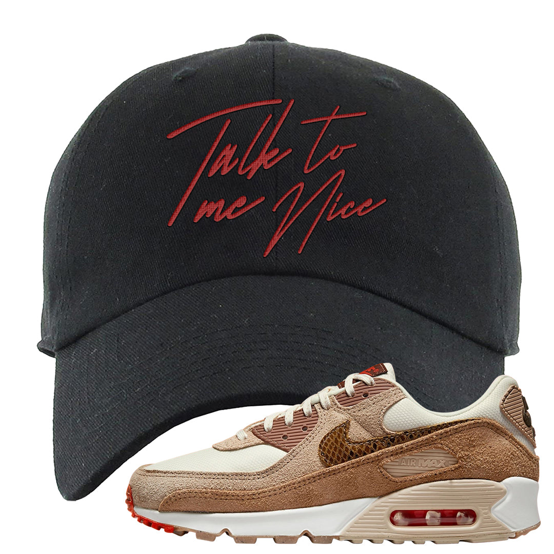 Pale Ivory Picante Red 90s Dad Hat | Talk To Me Nice, Black