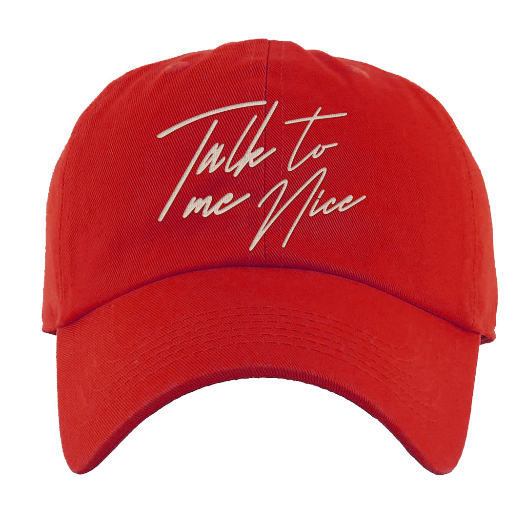 Pale Ivory Picante Red 90s Dad Hat | Talk To Me Nice, Red
