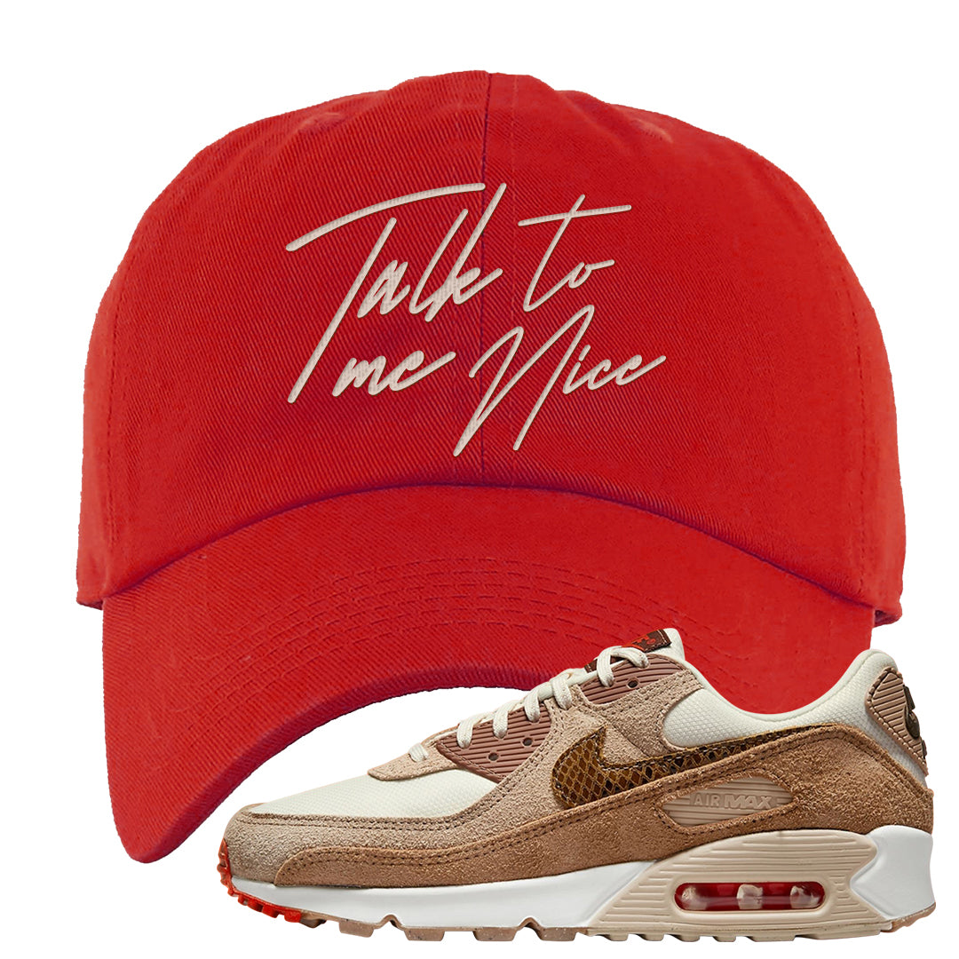 Pale Ivory Picante Red 90s Dad Hat | Talk To Me Nice, Red