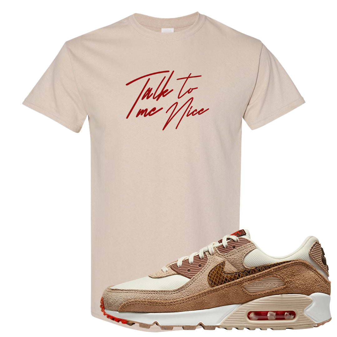 Pale Ivory Picante Red 90s T Shirt | Talk To Me Nice, Sand