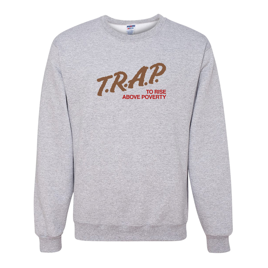 Pale Ivory Picante Red 90s Crewneck Sweatshirt | Trap To Rise Above Poverty, Ash