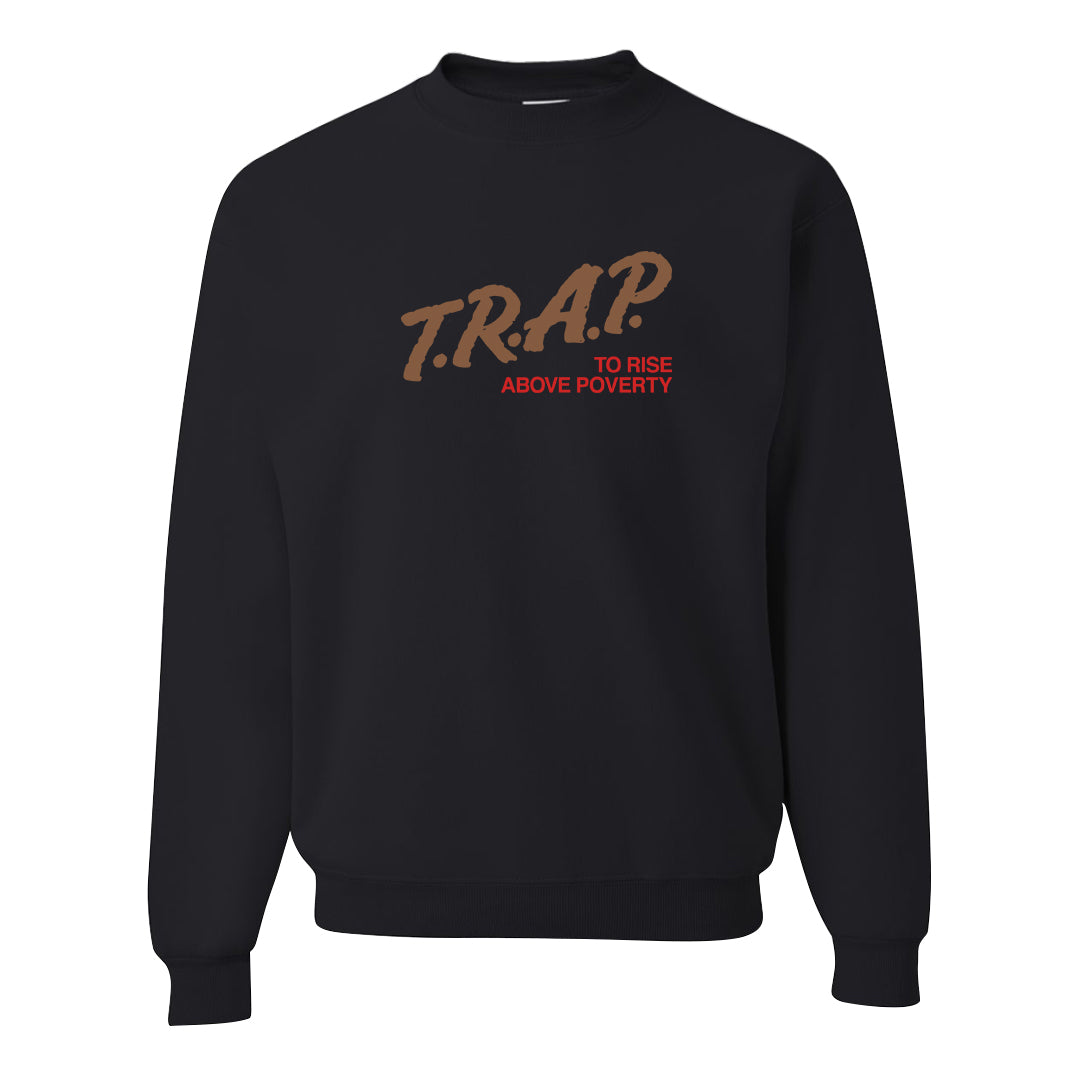 Pale Ivory Picante Red 90s Crewneck Sweatshirt | Trap To Rise Above Poverty, Black