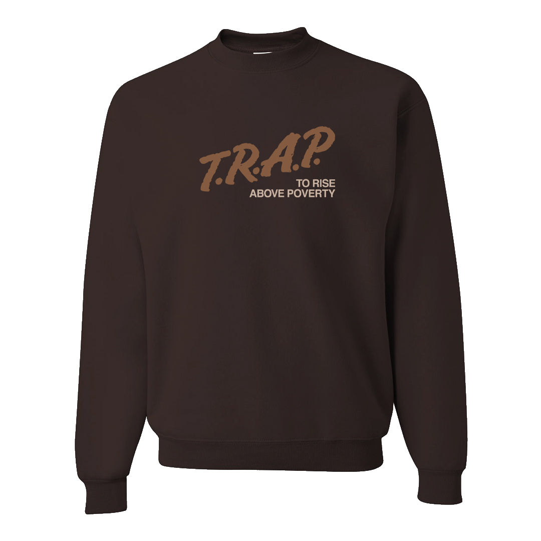 Pale Ivory Picante Red 90s Crewneck Sweatshirt | Trap To Rise Above Poverty, Dark Chocolate