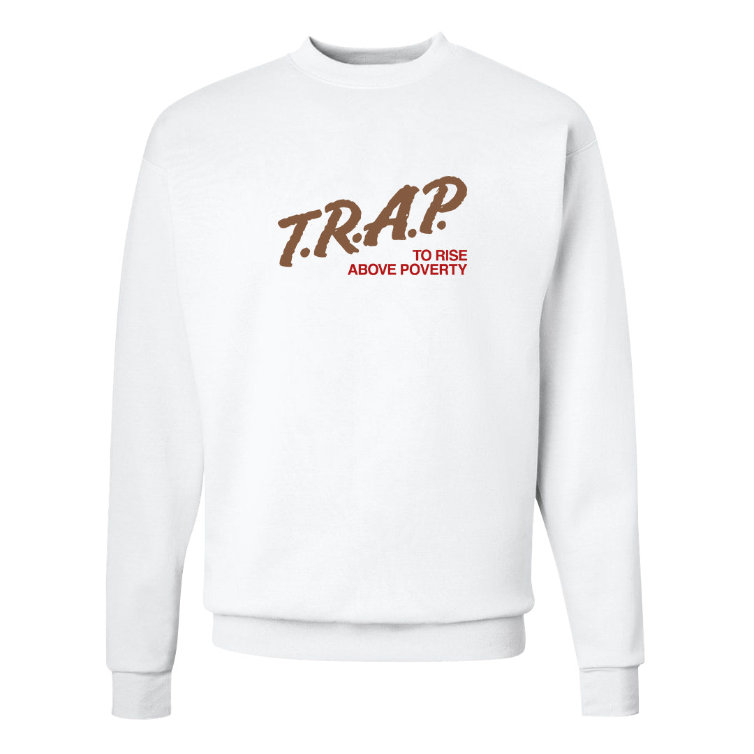 Pale Ivory Picante Red 90s Crewneck Sweatshirt | Trap To Rise Above Poverty, White