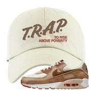 Pale Ivory Picante Red 90s Dad Hat | Trap To Rise Above Poverty, White