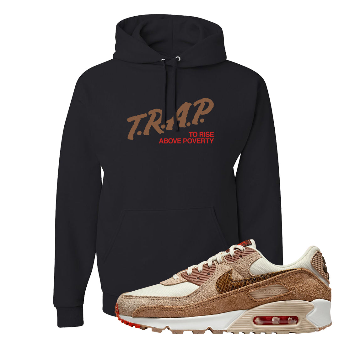 Pale Ivory Picante Red 90s Hoodie | Trap To Rise Above Poverty, Black