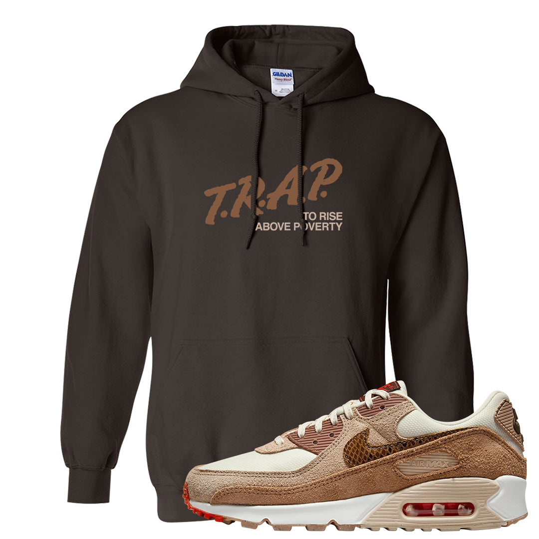Pale Ivory Picante Red 90s Hoodie | Trap To Rise Above Poverty, Dark Chocolate