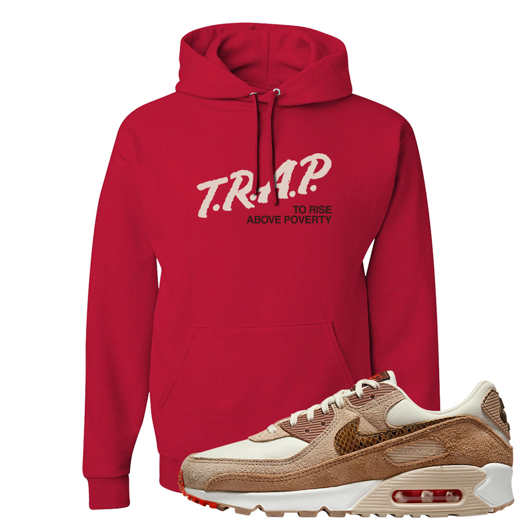 Pale Ivory Picante Red 90s Hoodie | Trap To Rise Above Poverty, Red