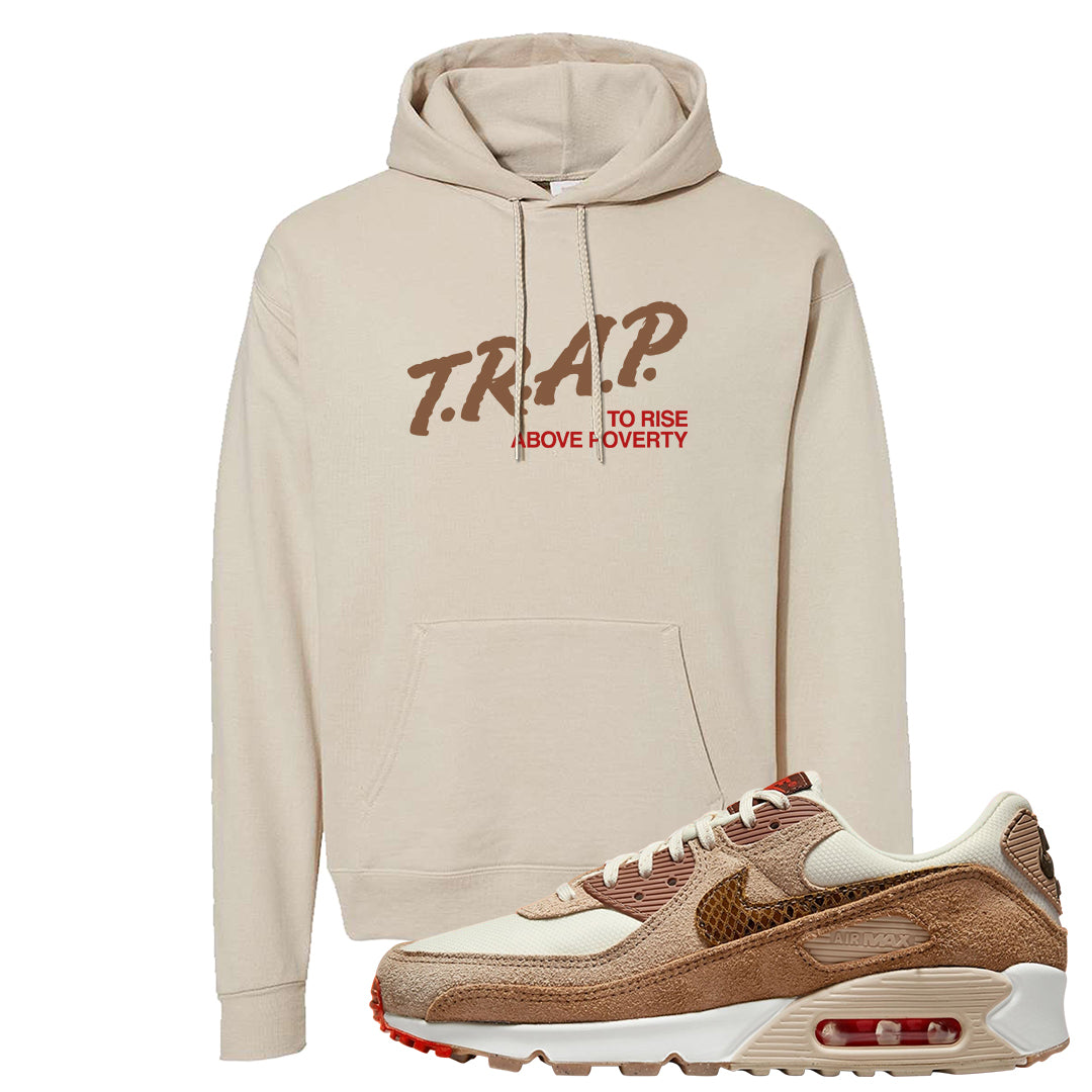 Pale Ivory Picante Red 90s Hoodie | Trap To Rise Above Poverty, Sand