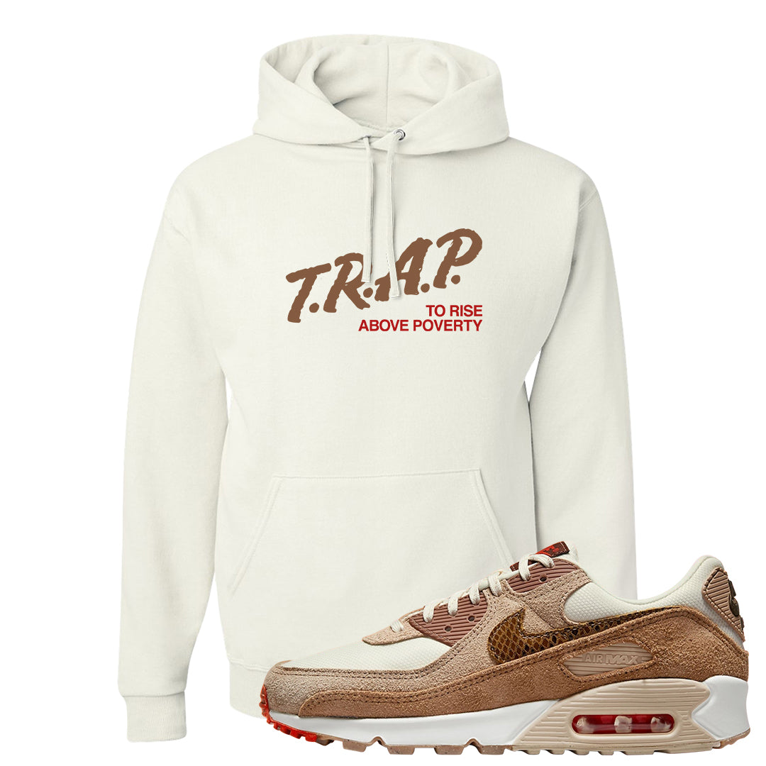 Pale Ivory Picante Red 90s Hoodie | Trap To Rise Above Poverty, White