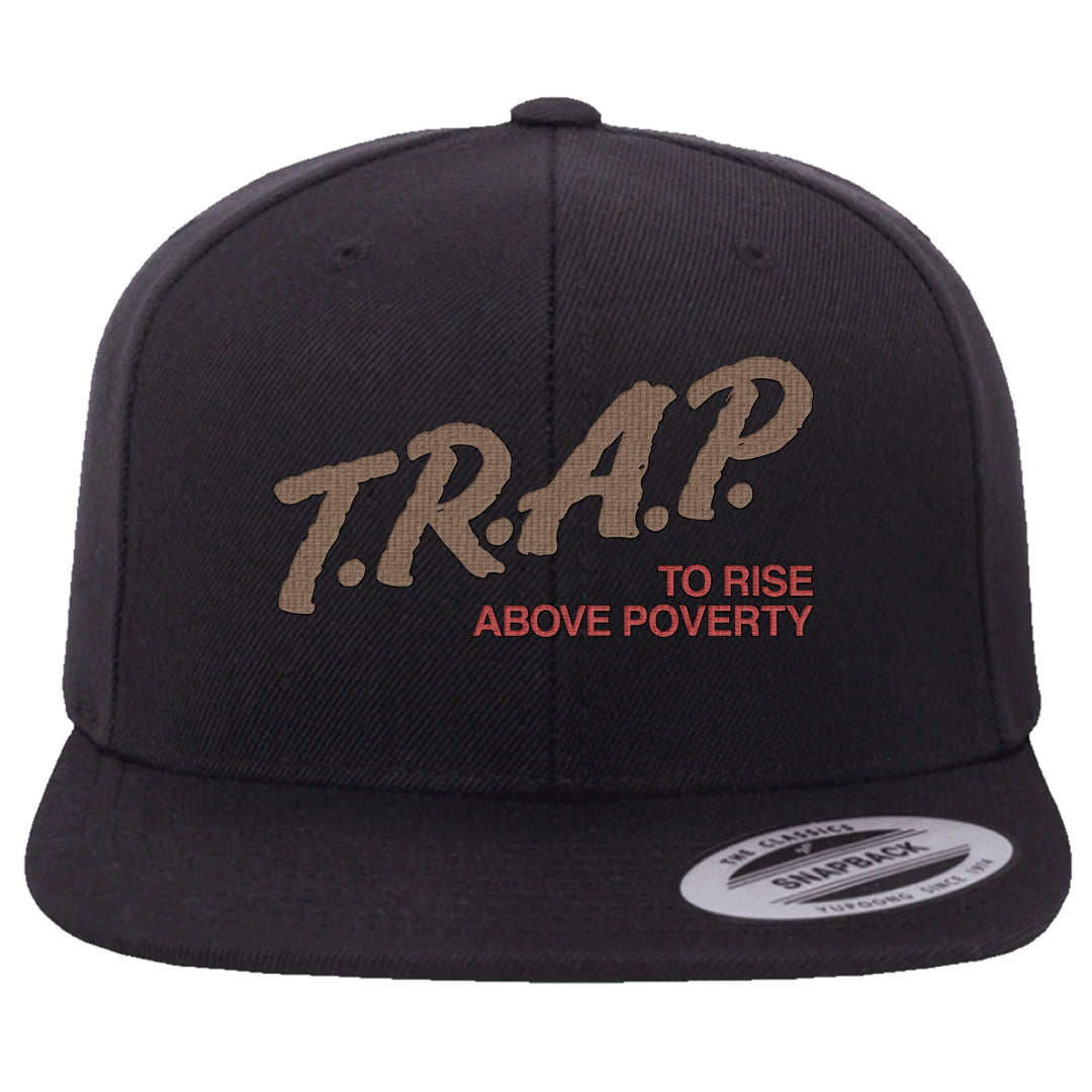 Pale Ivory Picante Red 90s Snapback Hat | Trap To Rise Above Poverty, Black