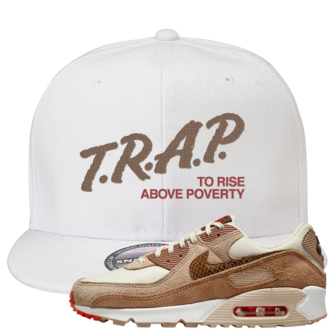 Pale Ivory Picante Red 90s Snapback Hat | Trap To Rise Above Poverty, White