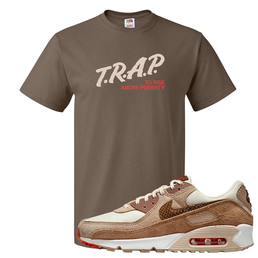 Pale Ivory Picante Red 90s T Shirt | Trap To Rise Above Poverty, Chocolate