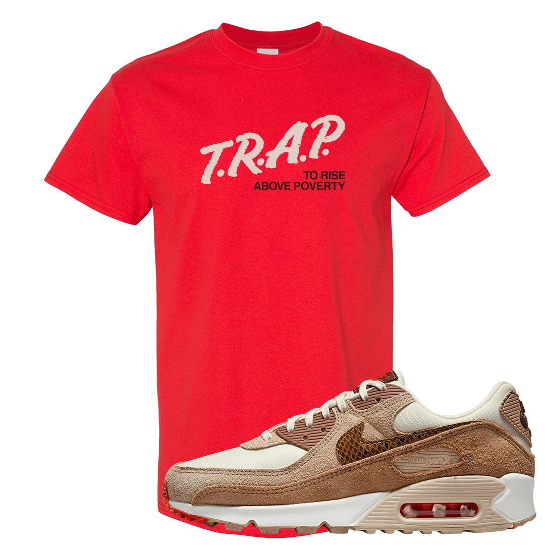 Pale Ivory Picante Red 90s T Shirt | Trap To Rise Above Poverty, Red