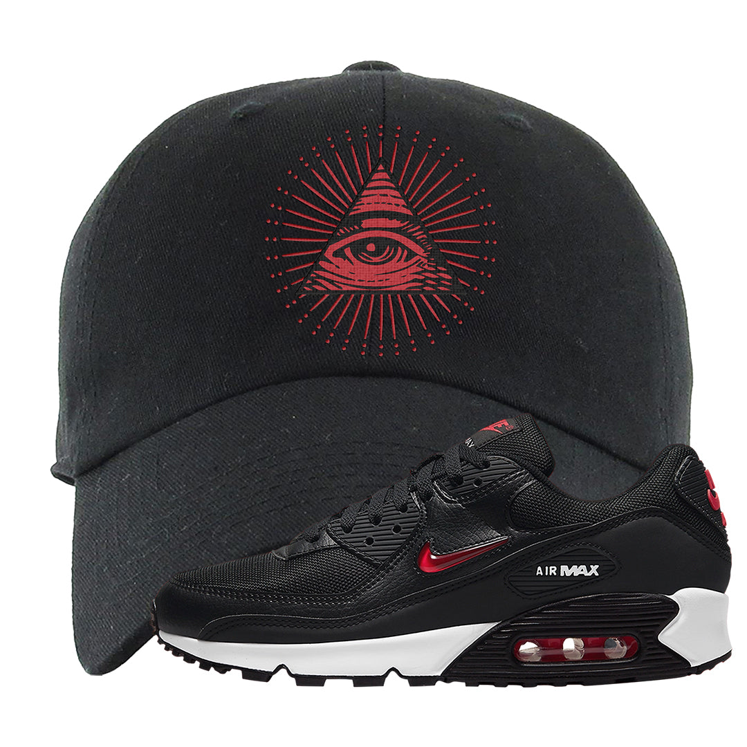 Jewel Bred 90s Dad Hat | All Seeing Eye, Black